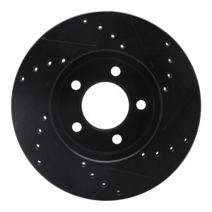 Ford Thunderbird Brake Rotor (1) - Front Left - R1 Concepts - Drilled & Slotted - Black - `91-`00